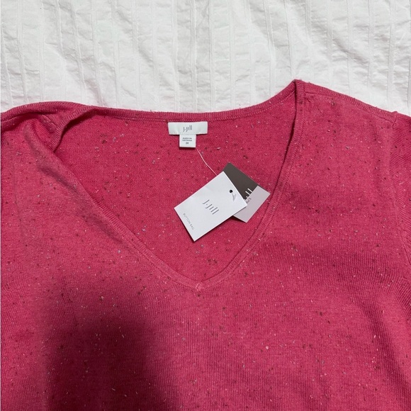 J.Jill Lightweight Tweed V-Neck Sweater - Picture 2 of 2